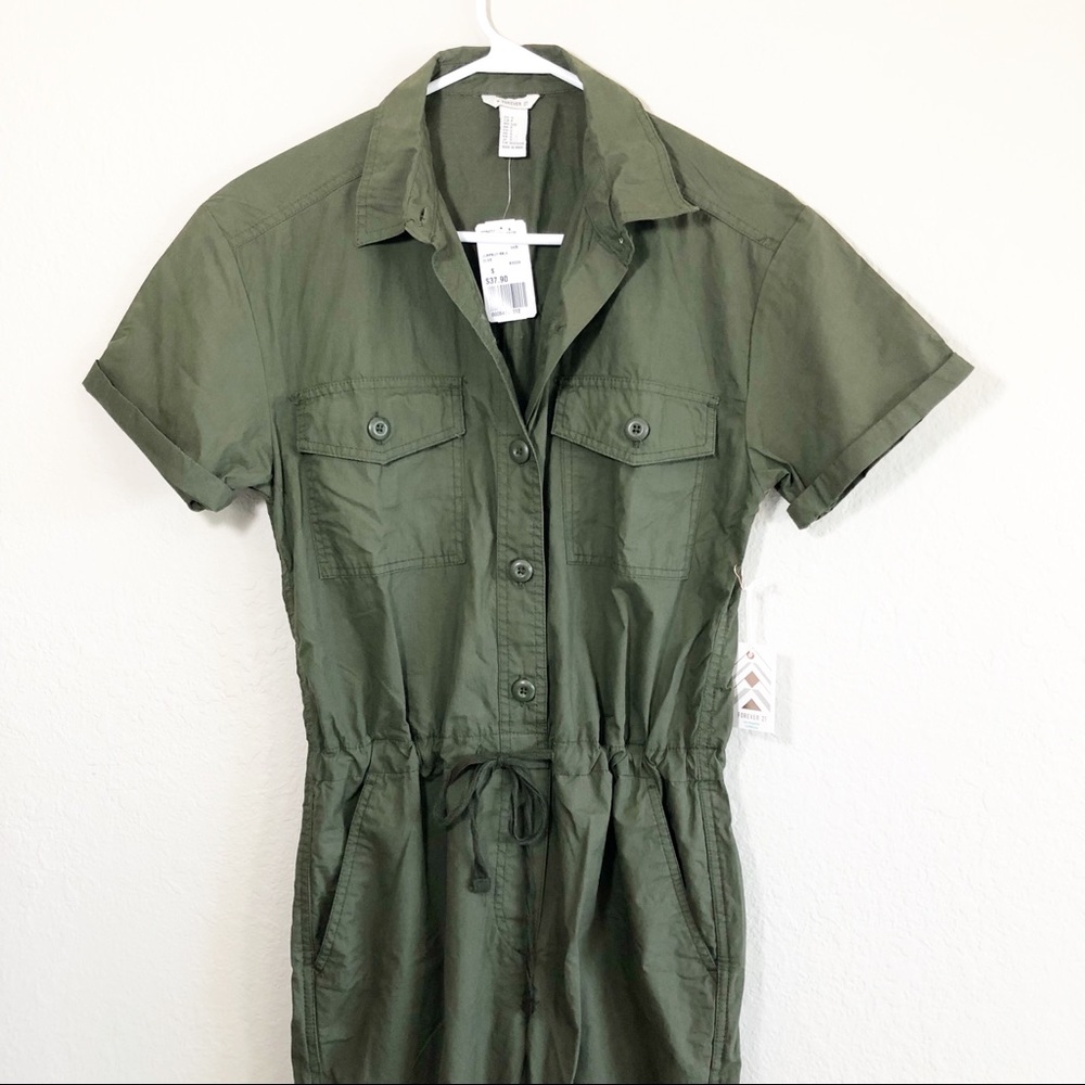 Forever 21 | Olive Green Utility Jumpsuit